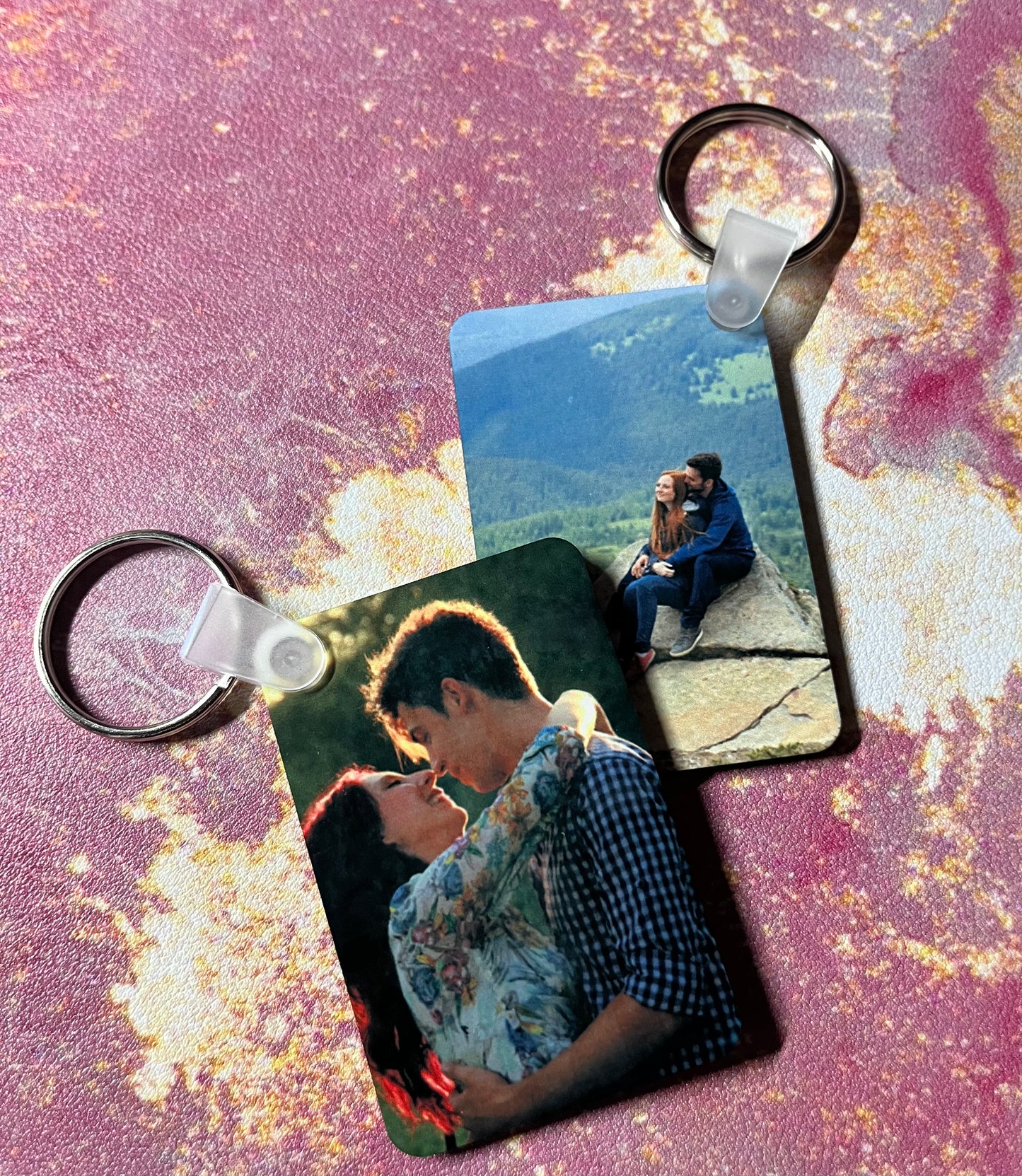 Custom double sided rectangle keychain