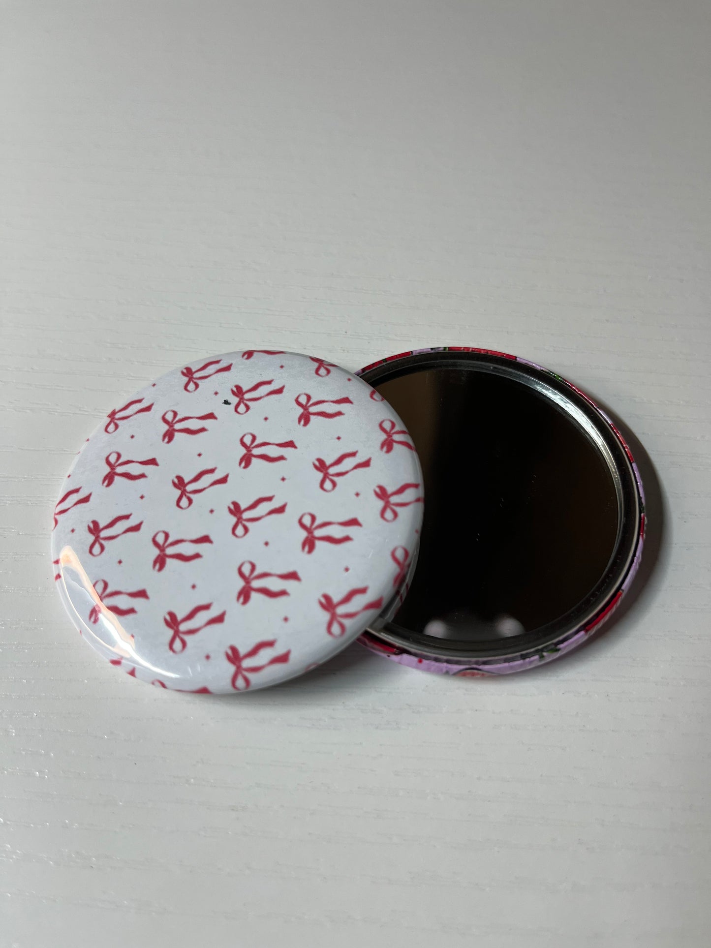 Pink bows 2.25" pocket mirror