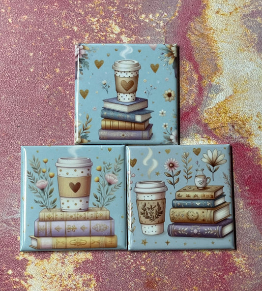Set of 3 books and coffee magnets