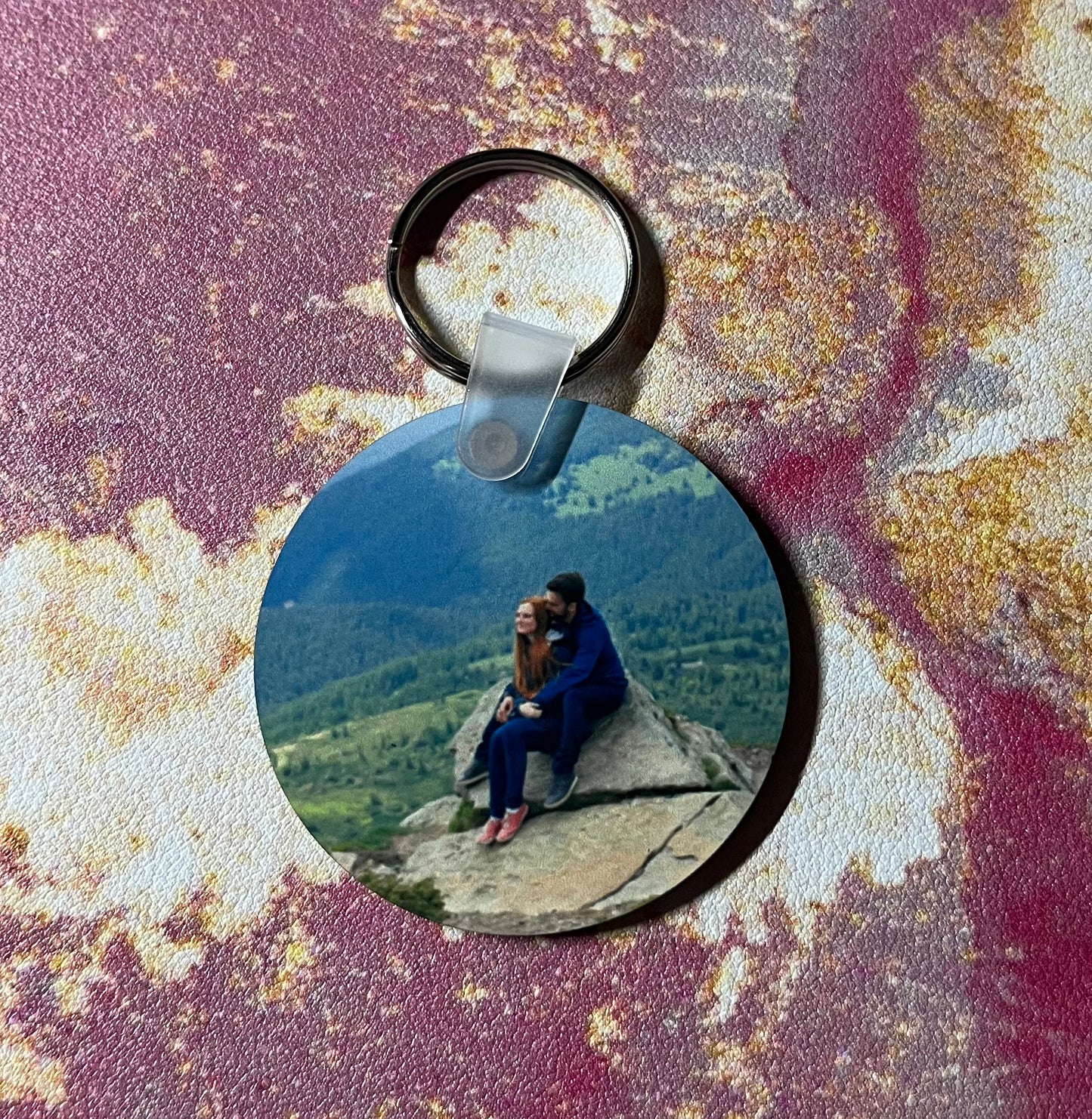 Custom double sided round keychain