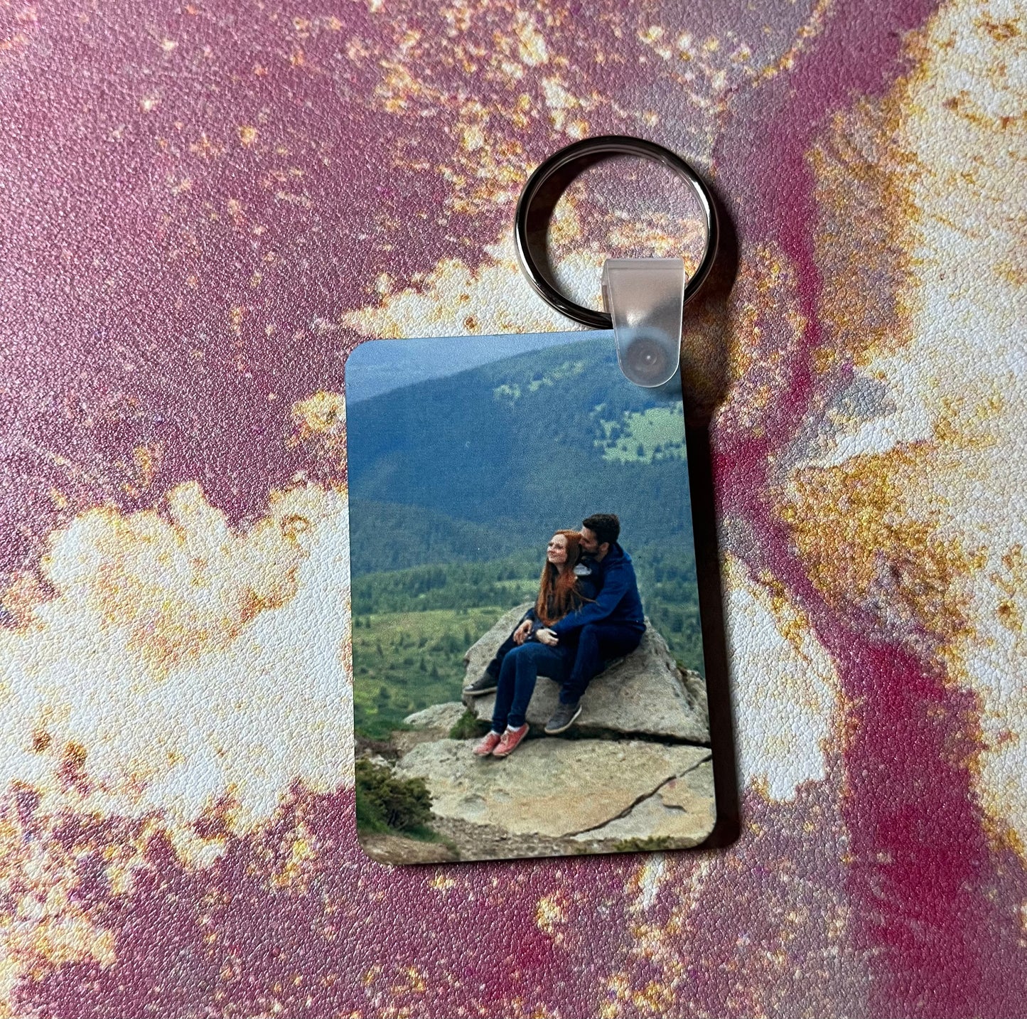 Custom double sided rectangle keychain
